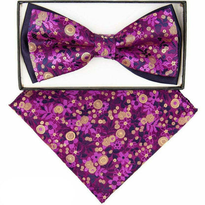 Two Tone Design Bow Tie & Pocket Square in a Box by Vittorio Farina (tbh - 1123) for Independent Retail Stores by Dubal Brothers