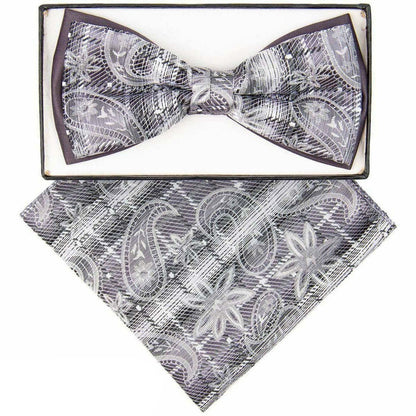 Two Tone Design Bow Tie & Pocket Square in a Box by Vittorio Farina (tbh - 1126) for Independent Retail Stores by Dubal Brothers