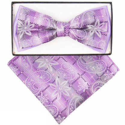 Two Tone Design Bow Tie & Pocket Square in a Box by Vittorio Farina (tbh - 1126) for Independent Retail Stores by Dubal Brothers