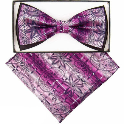 Two Tone Design Bow Tie & Pocket Square in a Box by Vittorio Farina (tbh - 1129) for Independent Retail Stores by Dubal Brothers