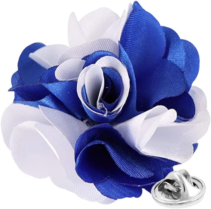 Two - Tone Flower Lapel Pin by Vittorio Vico (138 - royal - white) for Independent Retail Stores by Dubal Brothers