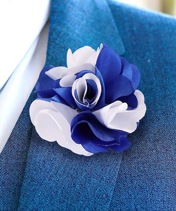 Two - Tone Flower Lapel Pin by Vittorio Vico (138 - royal - white) for Independent Retail Stores by Dubal Brothers