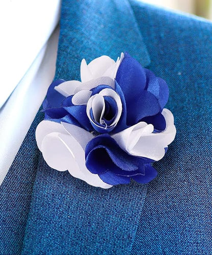 Two - Tone Flower Lapel Pin by Vittorio Vico (138 - royal - white) for Independent Retail Stores by Dubal Brothers