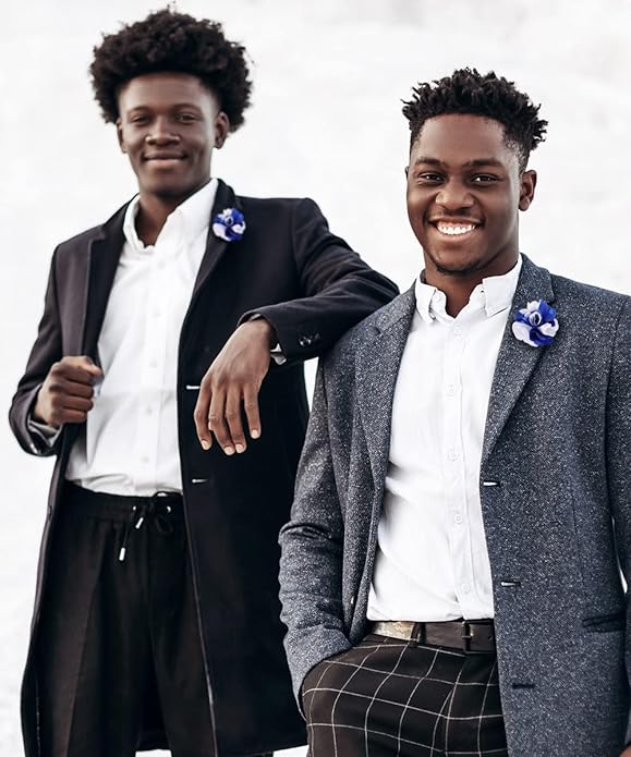 Two - Tone Flower Lapel Pin by Vittorio Vico (138 - royal - white) for Independent Retail Stores by Dubal Brothers