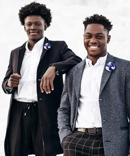 Two - Tone Flower Lapel Pin by Vittorio Vico (138 - royal - white) for Independent Retail Stores by Dubal Brothers