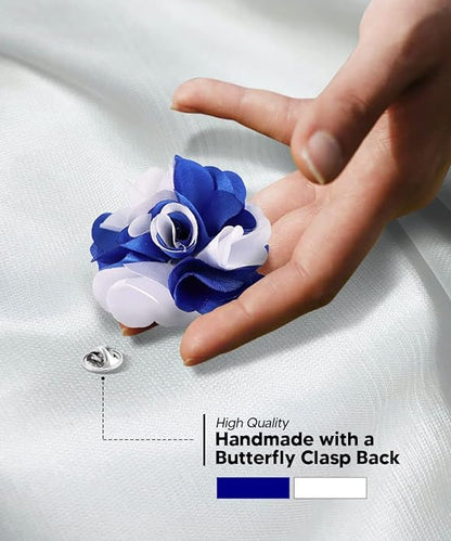 Two - Tone Flower Lapel Pin by Vittorio Vico (138 - royal - white) for Independent Retail Stores by Dubal Brothers