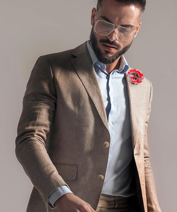 Two - Tone Flower Lapel Pin by Vittorio Vico (161 - red - grey) for Independent Retail Stores by Dubal Brothers