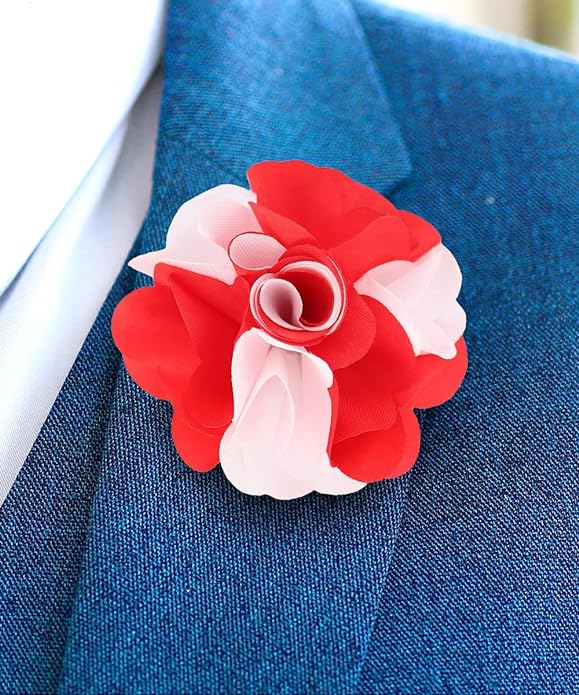 Two - Tone Flower Lapel Pin by Vittorio Vico (164 - red - white) for Independent Retail Stores by Dubal Brothers