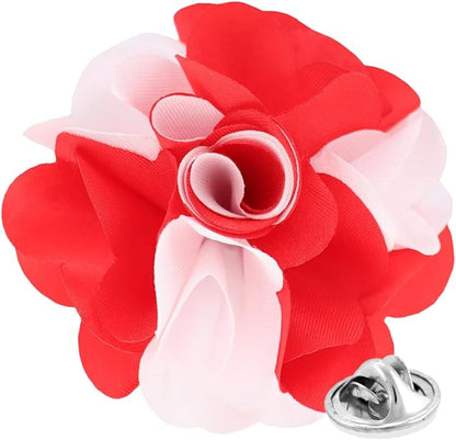 Two - Tone Flower Lapel Pin by Vittorio Vico (164 - red - white) for Independent Retail Stores by Dubal Brothers