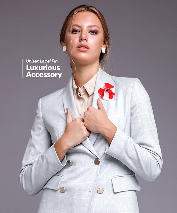 Two - Tone Flower Lapel Pin by Vittorio Vico (164 - red - white) for Independent Retail Stores by Dubal Brothers