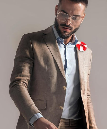 Two - Tone Flower Lapel Pin by Vittorio Vico (164 - red - white) for Independent Retail Stores by Dubal Brothers