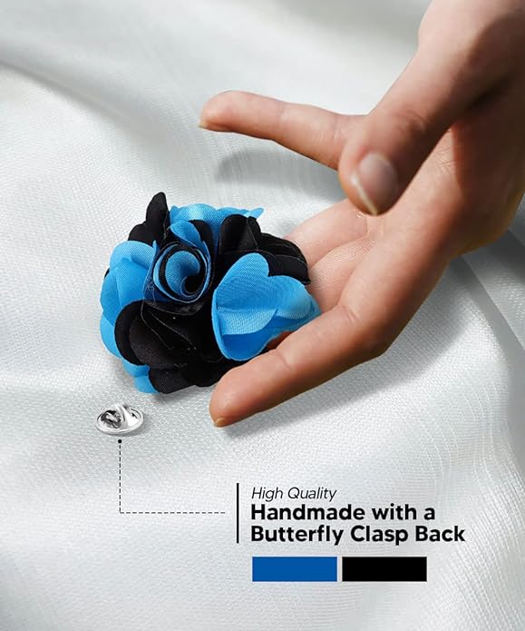 Two - Tone Flower Lapel Pin by Vittorio Vico (26 - turquoise - black) for Independent Retail Stores by Dubal Brothers