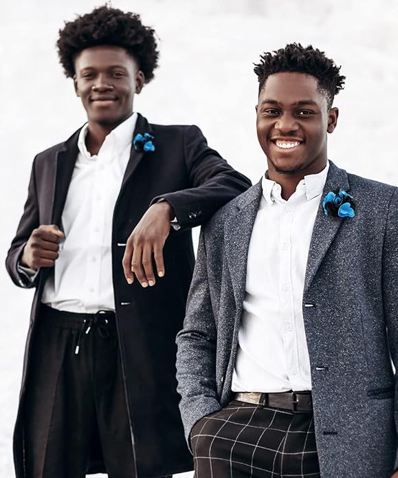 Two - Tone Flower Lapel Pin by Vittorio Vico (26 - turquoise - black) for Independent Retail Stores by Dubal Brothers