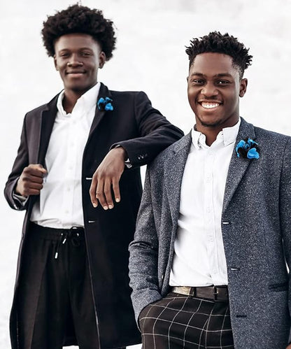 Two - Tone Flower Lapel Pin by Vittorio Vico (26 - turquoise - black) for Independent Retail Stores by Dubal Brothers