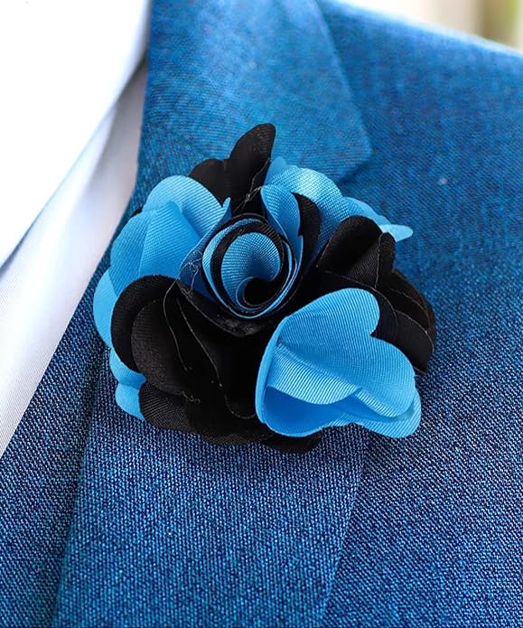 Two - Tone Flower Lapel Pin by Vittorio Vico (26 - turquoise - black) for Independent Retail Stores by Dubal Brothers