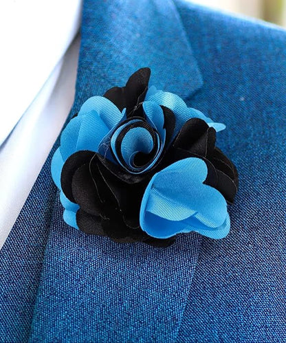 Two - Tone Flower Lapel Pin by Vittorio Vico (26 - turquoise - black) for Independent Retail Stores by Dubal Brothers