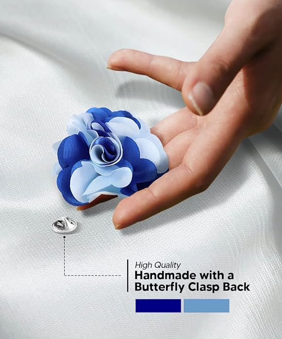 Two - Tone Flower Lapel Pin by Vittorio Vico (27 - sky - royal) for Independent Retail Stores by Dubal Brothers