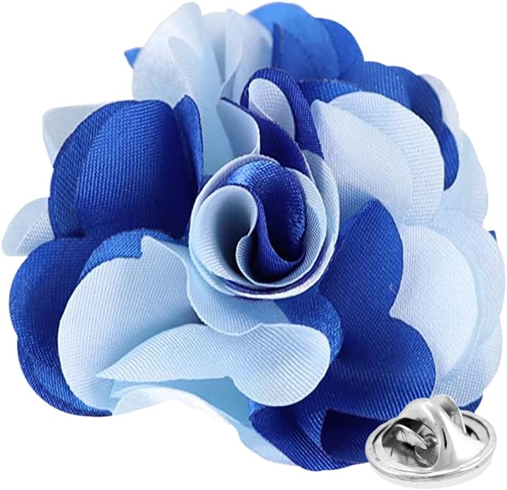 Two - Tone Flower Lapel Pin by Vittorio Vico (27 - sky - royal) for Independent Retail Stores by Dubal Brothers