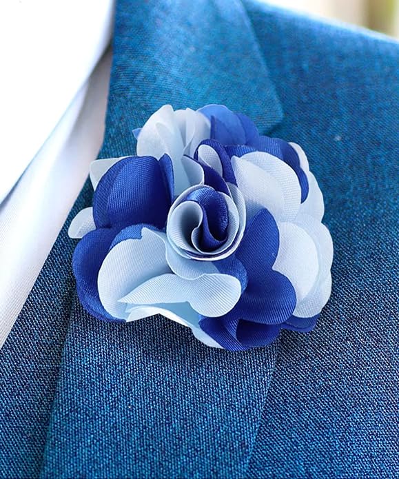 Two - Tone Flower Lapel Pin by Vittorio Vico (27 - sky - royal) for Independent Retail Stores by Dubal Brothers