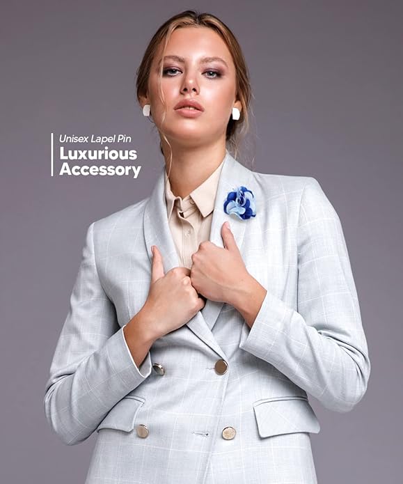 Two - Tone Flower Lapel Pin by Vittorio Vico (27 - sky - royal) for Independent Retail Stores by Dubal Brothers