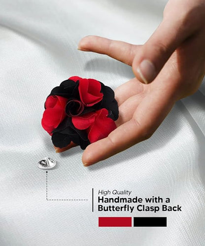 Two - Tone Flower Lapel Pin by Vittorio Vico (29 - red - black) for Independent Retail Stores by Dubal Brothers