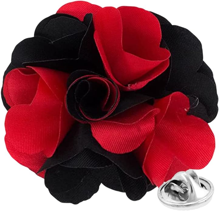 Two - Tone Flower Lapel Pin by Vittorio Vico (29 - red - black) for Independent Retail Stores by Dubal Brothers