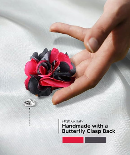 Two - Tone Flower Lapel Pin by Vittorio Vico (30 - hot - pink - silver - gray) for Independent Retail Stores by Dubal Brothers