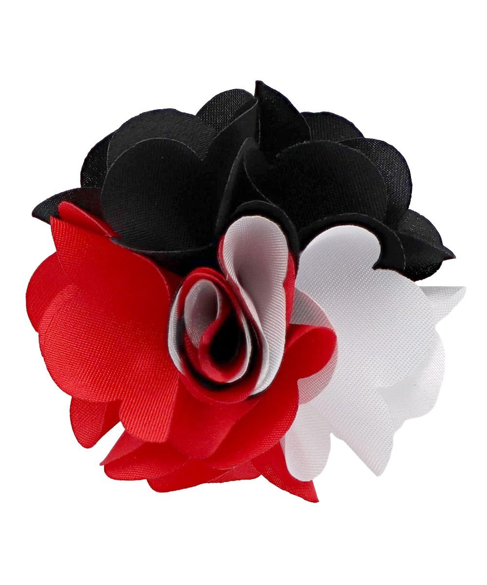 Two - Tone Flower Lapel Pin by Vittorio Vico (300 - black - red - white) for Independent Retail Stores by Dubal Brothers