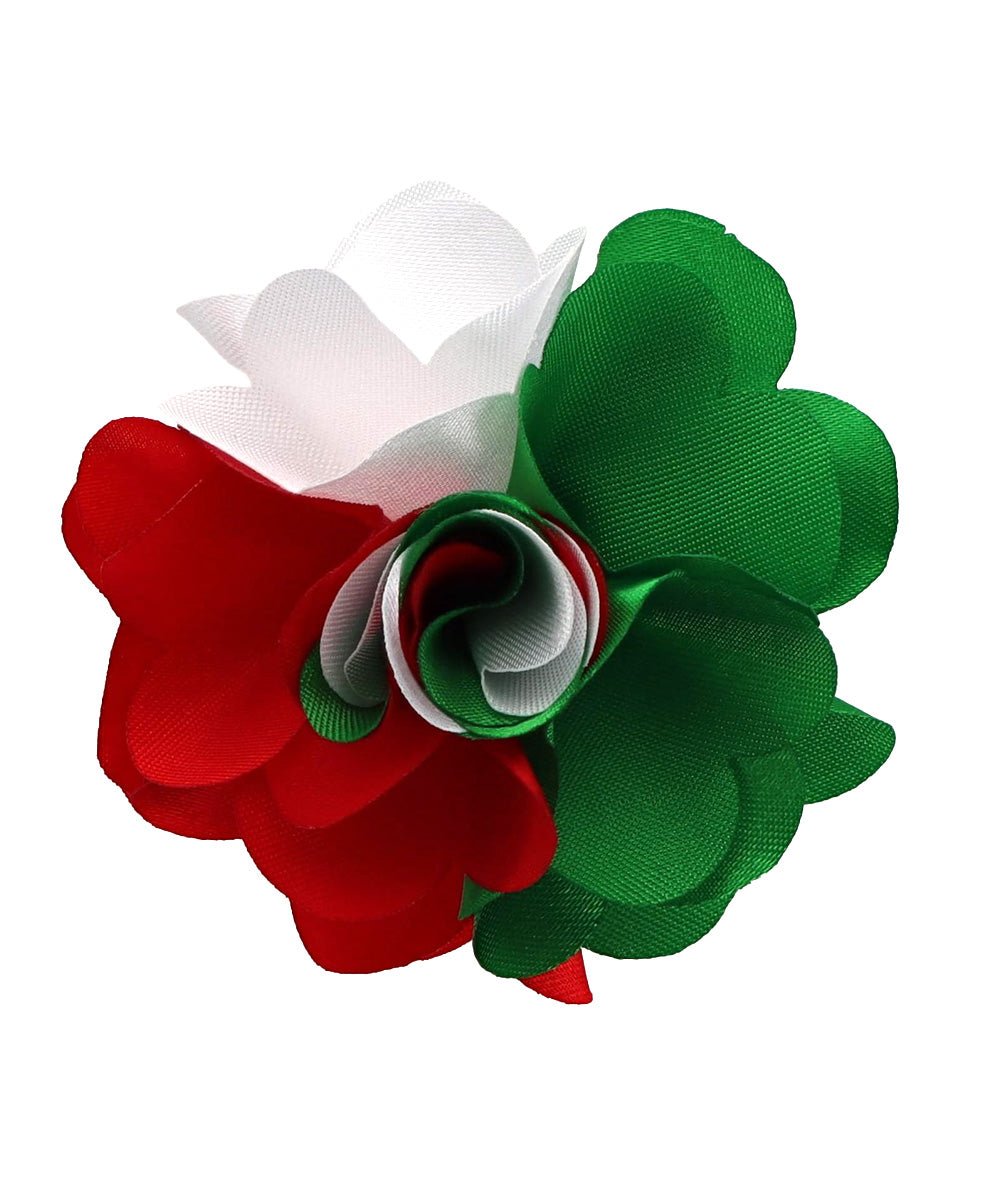 Two - Tone Flower Lapel Pin by Vittorio Vico (302 - red - kelly - white) for Independent Retail Stores by Dubal Brothers