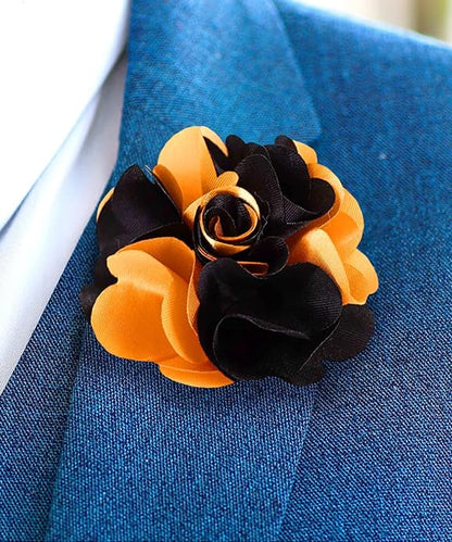 Two - Tone Flower Lapel Pin by Vittorio Vico (31 - orange - black) for Independent Retail Stores by Dubal Brothers