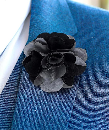 Two - Tone Flower Lapel Pin by Vittorio Vico (32 - silver - gray - black) for Independent Retail Stores by Dubal Brothers