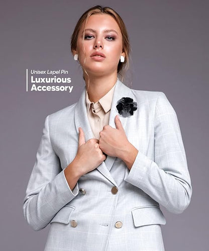 Two - Tone Flower Lapel Pin by Vittorio Vico (32 - silver - gray - black) for Independent Retail Stores by Dubal Brothers