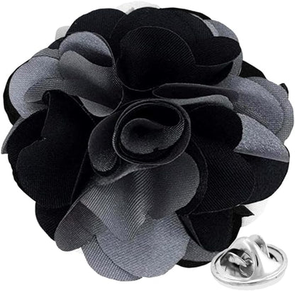 Two - Tone Flower Lapel Pin by Vittorio Vico (32 - silver - gray - black) for Independent Retail Stores by Dubal Brothers
