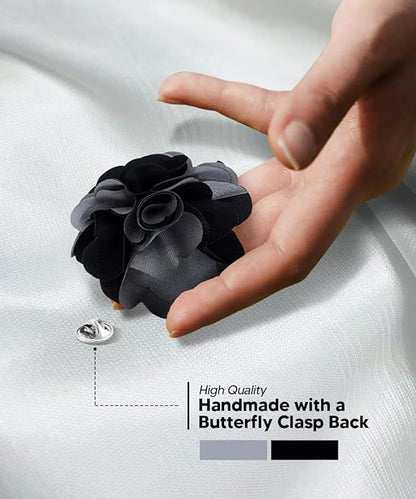 Two - Tone Flower Lapel Pin by Vittorio Vico (32 - silver - gray - black) for Independent Retail Stores by Dubal Brothers