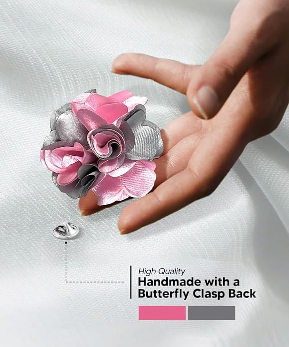 Two - Tone Flower Lapel Pin by Vittorio Vico (36 - pink - silver - gray) for Independent Retail Stores by Dubal Brothers