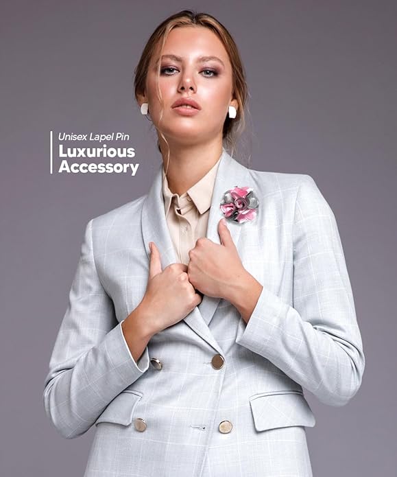 Two - Tone Flower Lapel Pin by Vittorio Vico (36 - pink - silver - gray) for Independent Retail Stores by Dubal Brothers