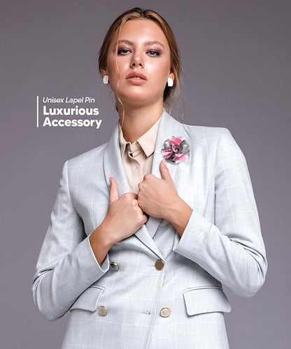 Two - Tone Flower Lapel Pin by Vittorio Vico (36 - pink - silver - gray) for Independent Retail Stores by Dubal Brothers