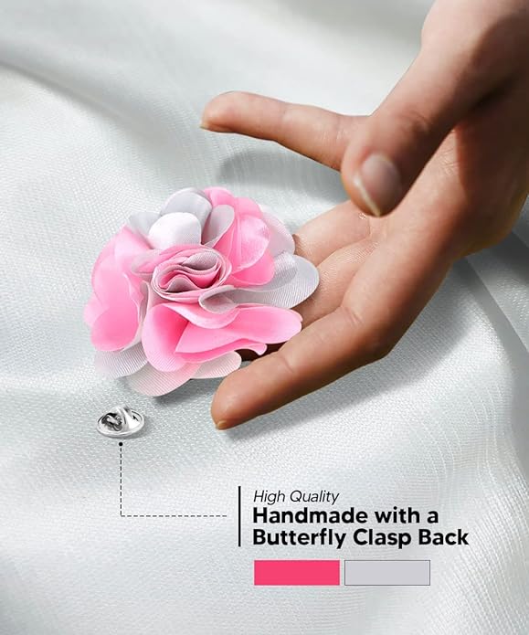 Two - Tone Flower Lapel Pin by Vittorio Vico (64 - pink - light - silver) for Independent Retail Stores by Dubal Brothers