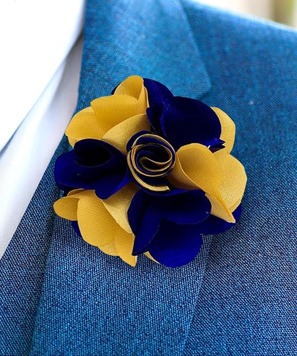 Two - Tone Flower Lapel Pin by Vittorio Vico (68 - royal - gold) for Independent Retail Stores by Dubal Brothers