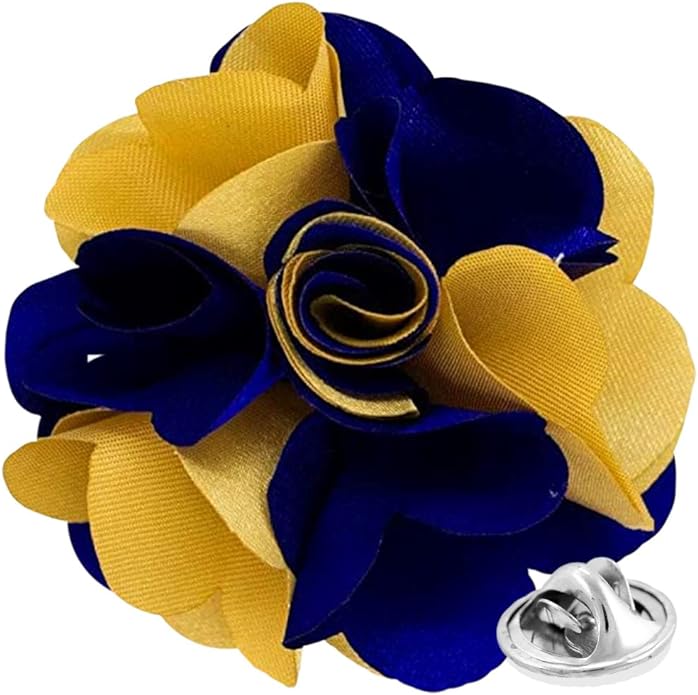 Two - Tone Flower Lapel Pin by Vittorio Vico (68 - royal - gold) for Independent Retail Stores by Dubal Brothers