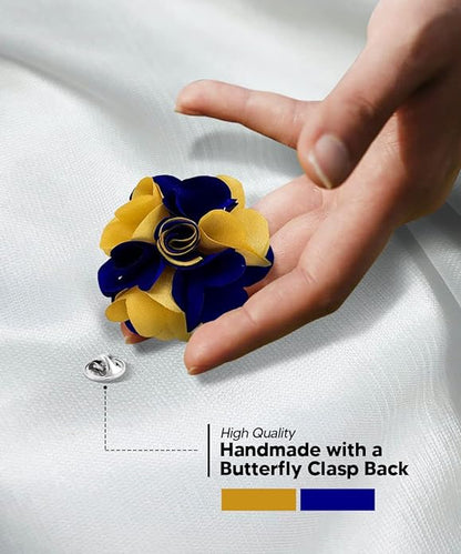 Two - Tone Flower Lapel Pin by Vittorio Vico (68 - royal - gold) for Independent Retail Stores by Dubal Brothers