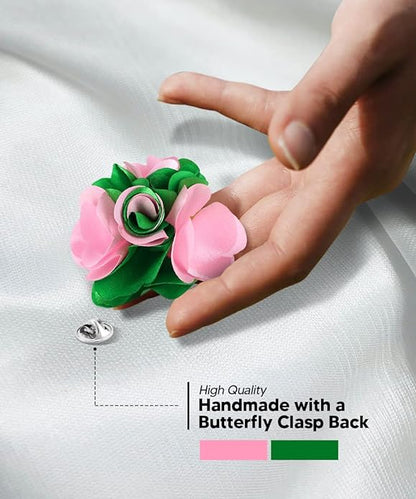 Two - Tone Flower Lapel Pin by Vittorio Vico (70 - pink - kelly) for Independent Retail Stores by Dubal Brothers