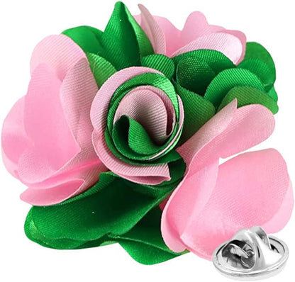 Two - Tone Flower Lapel Pin by Vittorio Vico (70 - pink - kelly) for Independent Retail Stores by Dubal Brothers
