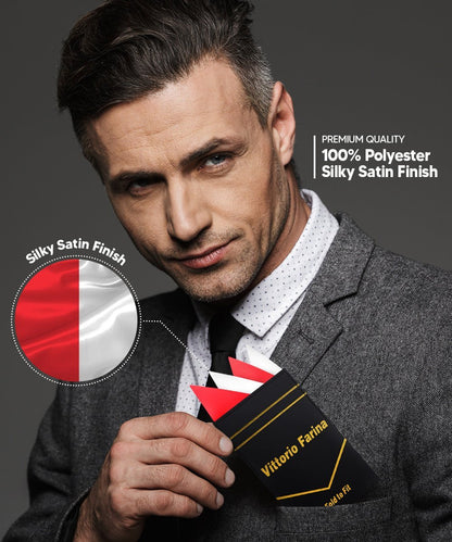 Two - Tone Four Point Pre - Folded Pocket Square by Vittorio Farina (PS - PREFOLD_RED - WHITE) for Independent Retail Stores by Dubal Brothers