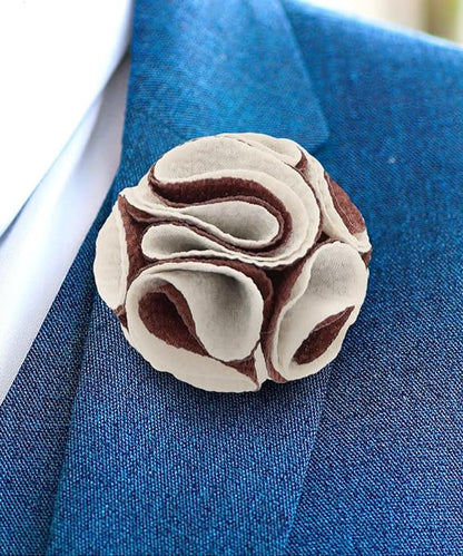 Two - Tone Seersucker Rose Flower Lapel Pin by Vittorio Vico (flower - 1310) for Independent Retail Stores by Dubal Brothers