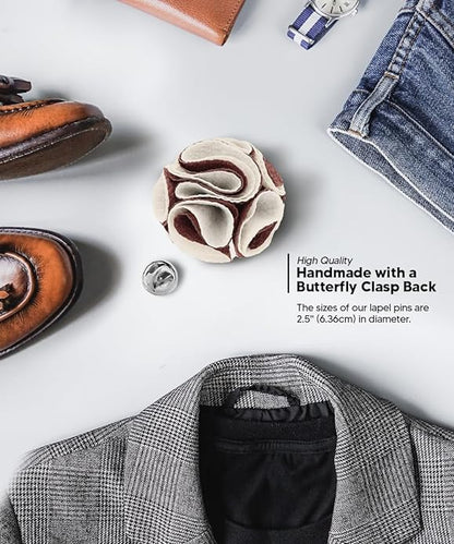 Two - Tone Seersucker Rose Flower Lapel Pin by Vittorio Vico (flower - 1310) for Independent Retail Stores by Dubal Brothers