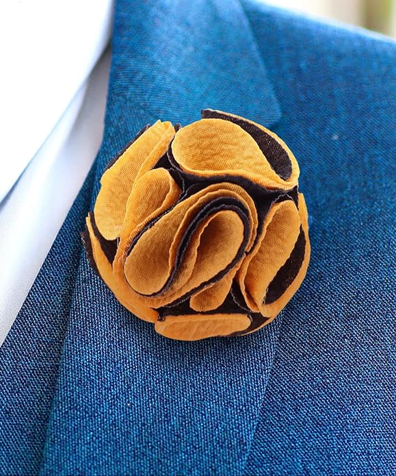 Two - Tone Seersucker Rose Flower Lapel Pin by Vittorio Vico (flower - 1311) for Independent Retail Stores by Dubal Brothers
