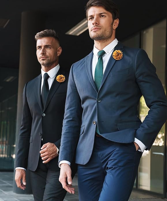 Two - Tone Seersucker Rose Flower Lapel Pin by Vittorio Vico (flower - 1311) for Independent Retail Stores by Dubal Brothers