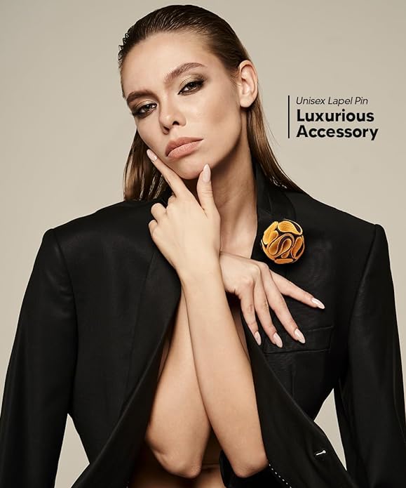 Two - Tone Seersucker Rose Flower Lapel Pin by Vittorio Vico (flower - 1311) for Independent Retail Stores by Dubal Brothers