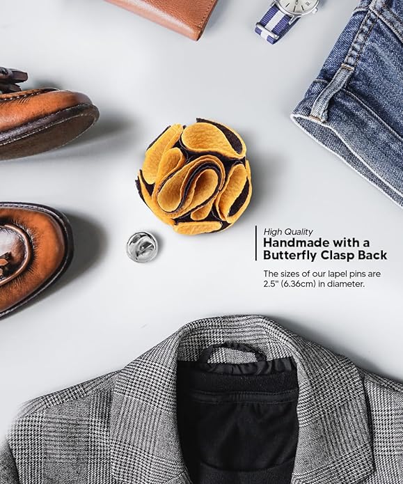 Two - Tone Seersucker Rose Flower Lapel Pin by Vittorio Vico (flower - 1311) for Independent Retail Stores by Dubal Brothers